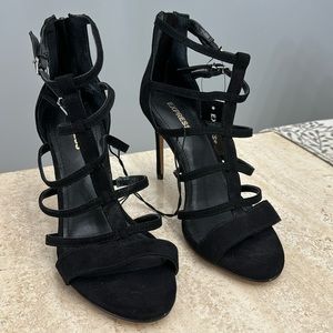 NWT Express black faux suede strappy sandals